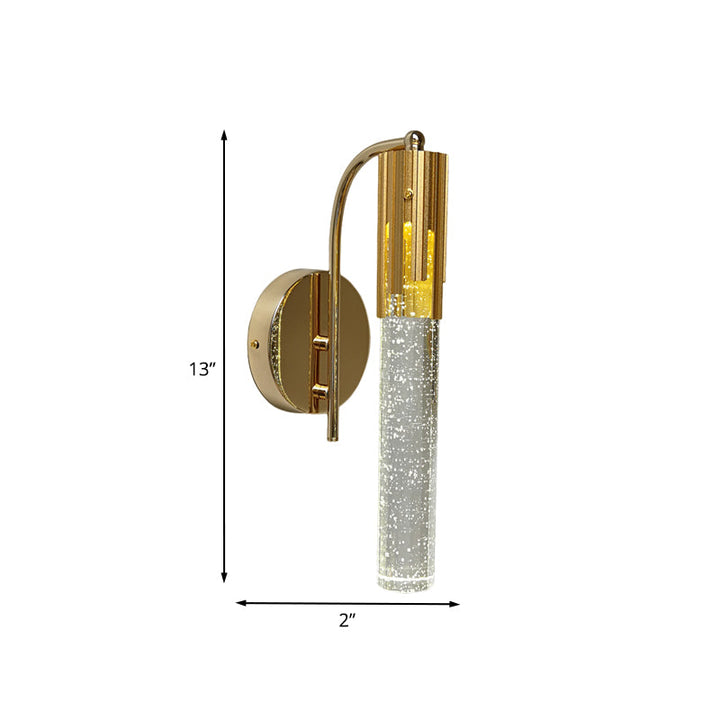 Lisslune | Crystal Gold Wall Mounted Lamp Tube LED Contemporary Wall Light for Living Room