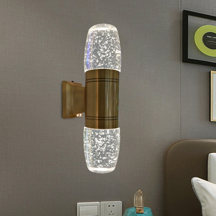 Lisslune | Tube Wall Sconce Modern LED Crystal Wall Light in Brass for the Bedroom
