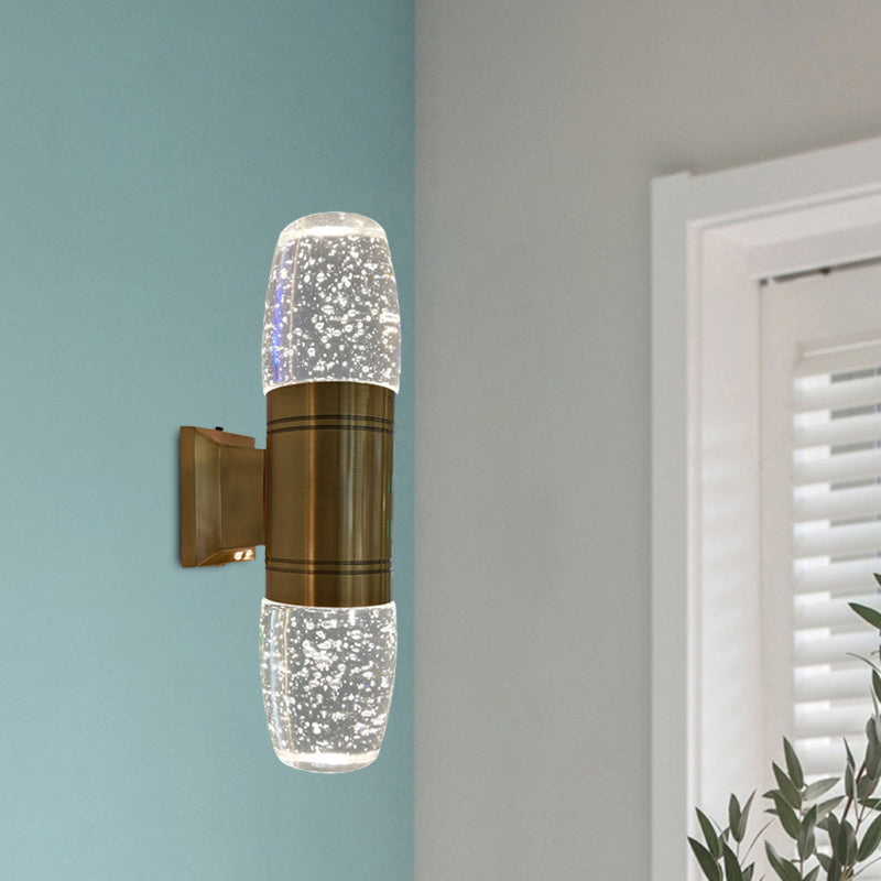 Lisslune | Tube Wall Sconce Modern LED Crystal Wall Light in Brass for the Bedroom