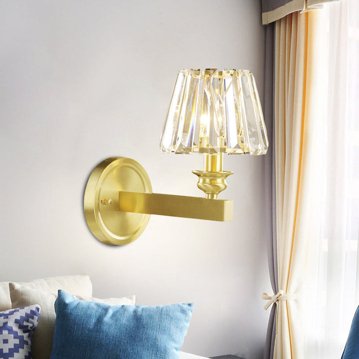Lisslune | Brass Point Wall Lamp contemporary cut crystal 1 head wall-mounted lamp