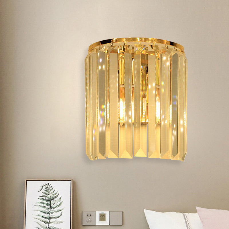 Lisslune | 1 Head Wall Mounted Light Fixture Simple Half-Cylindrical Crystal Block Wall Lamp Lighting in Gold