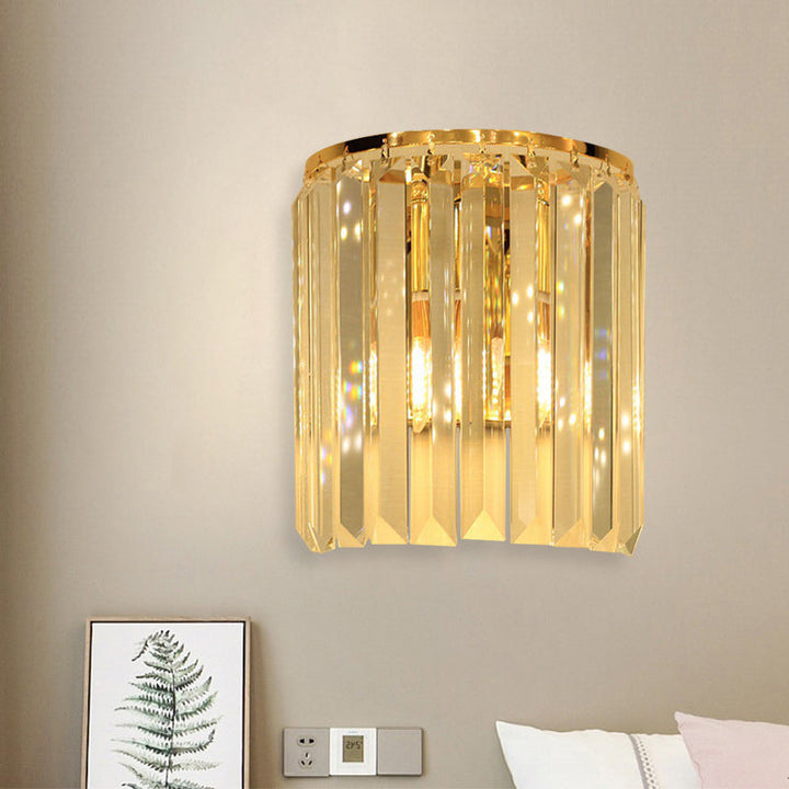 Lisslune | 1 Head Wall Mounted Light Fixture Simple Half-Cylindrical Crystal Block Wall Lamp Lighting in Gold