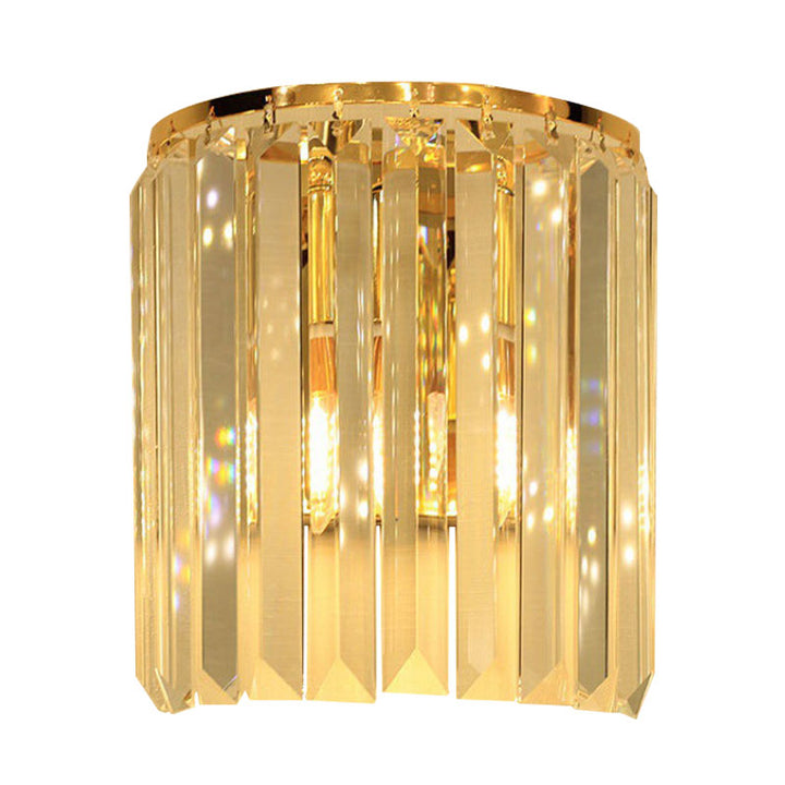 Lisslune | 1 Head Wall Mounted Light Fixture Simple Half-Cylindrical Crystal Block Wall Lamp Lighting in Gold