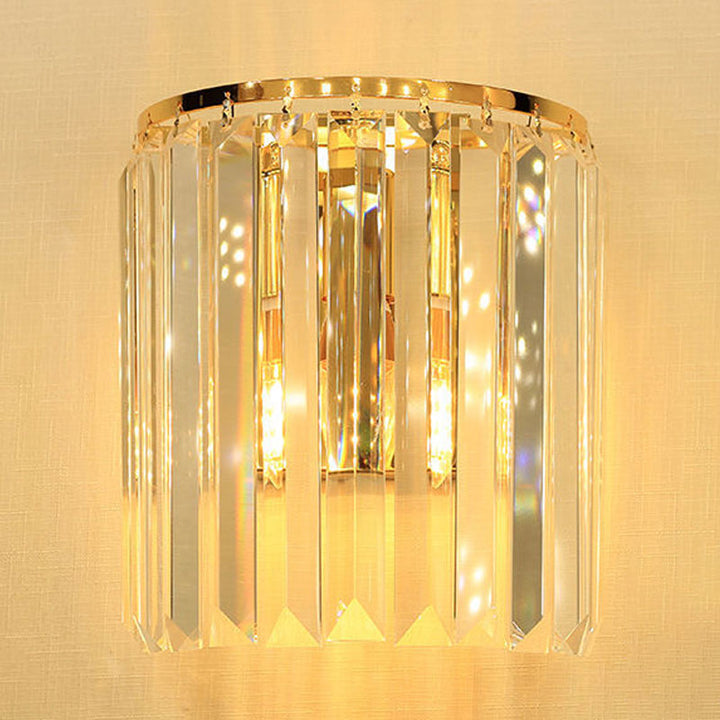Lisslune | 1 Head Wall Mounted Light Fixture Simple Half-Cylindrical Crystal Block Wall Lamp Lighting in Gold