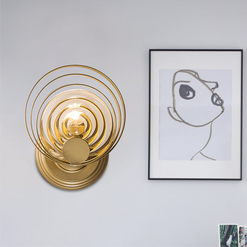 Lisslune | Gold 1/2-Light Wall Light Light Minimalist Metallic Swirling Round Wall Light Idea