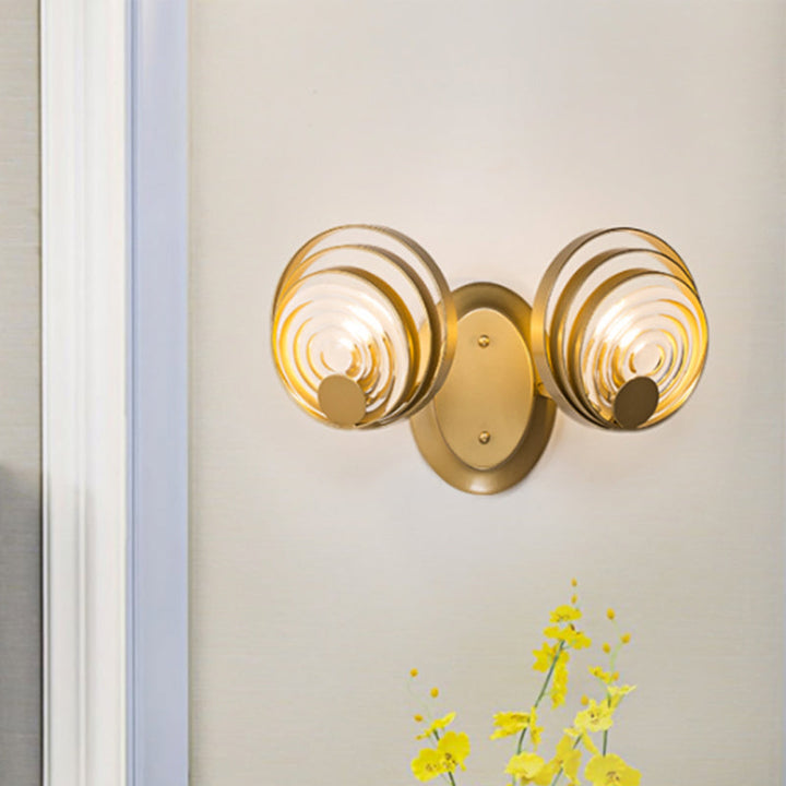Lisslune | Gold 1/2-Light Wall Light Light Minimalist Metallic Swirling Round Wall Light Idea