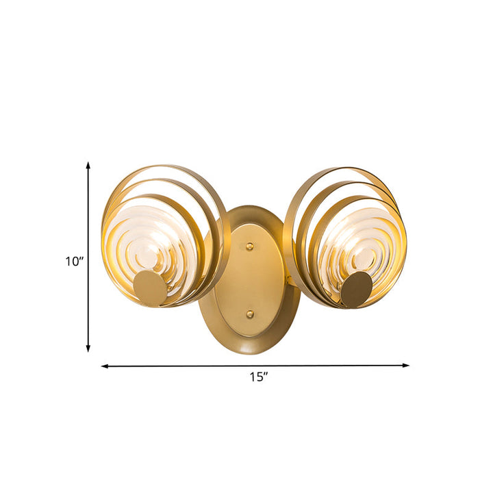Lisslune | Gold 1/2-Light Wall Light Light Minimalist Metallic Swirling Round Wall Light Idea