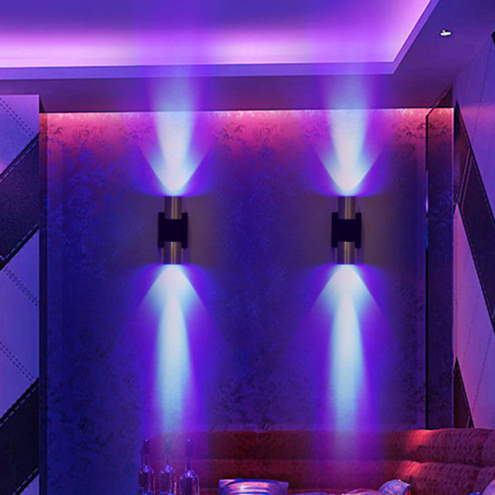 Lisslune | Tube Disco Pub Wall Light Aluminum Simple 3"/4.5" H LED Wall Mount Lighting in Silver, Blue/Yellow/Purple Light