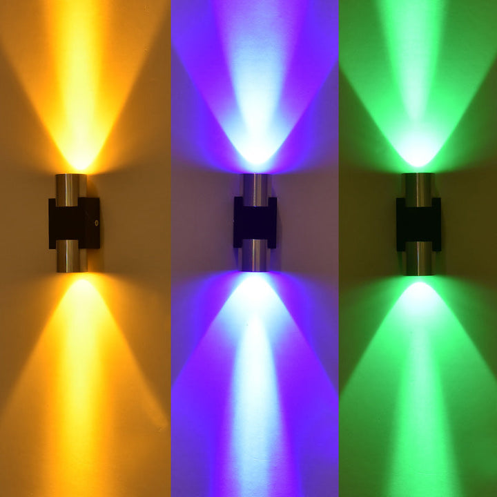 Lisslune | Tube Disco Pub Wall Light Aluminum Simple 3"/4.5" H LED Wall Mount Lighting in Silver, Blue/Yellow/Purple Light