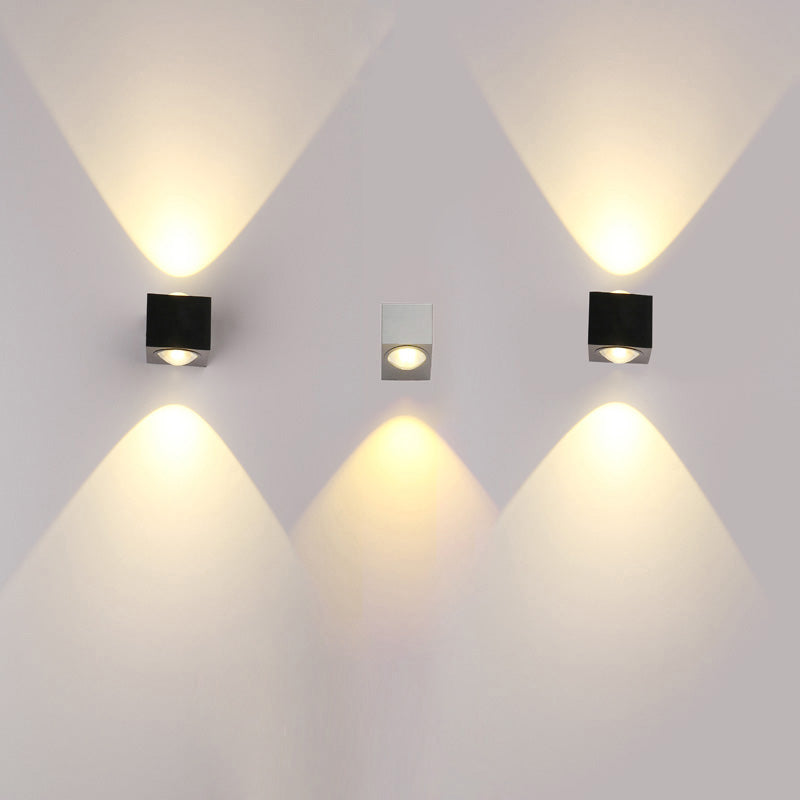 Lisslune | Aluminum Rectangle RGB Wall Lighting Simple Black/Brushed Silver Single/Dual-Sided LED Wall Mounted Light for Corridor