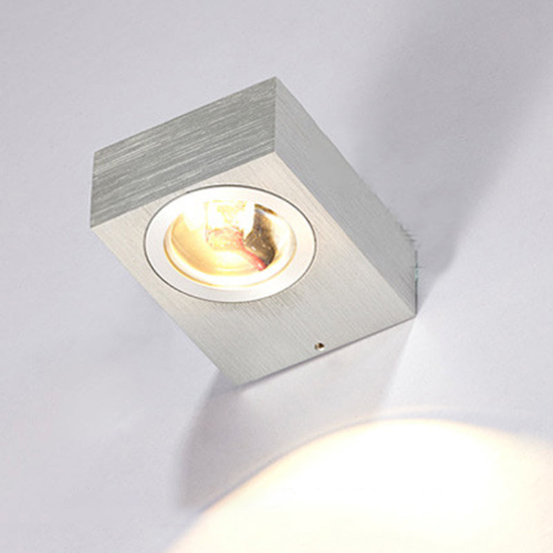 Lisslune | Aluminum Rectangle RGB Wall Lighting Simple Black/Brushed Silver Single/Dual-Sided LED Wall Mounted Light for Corridor