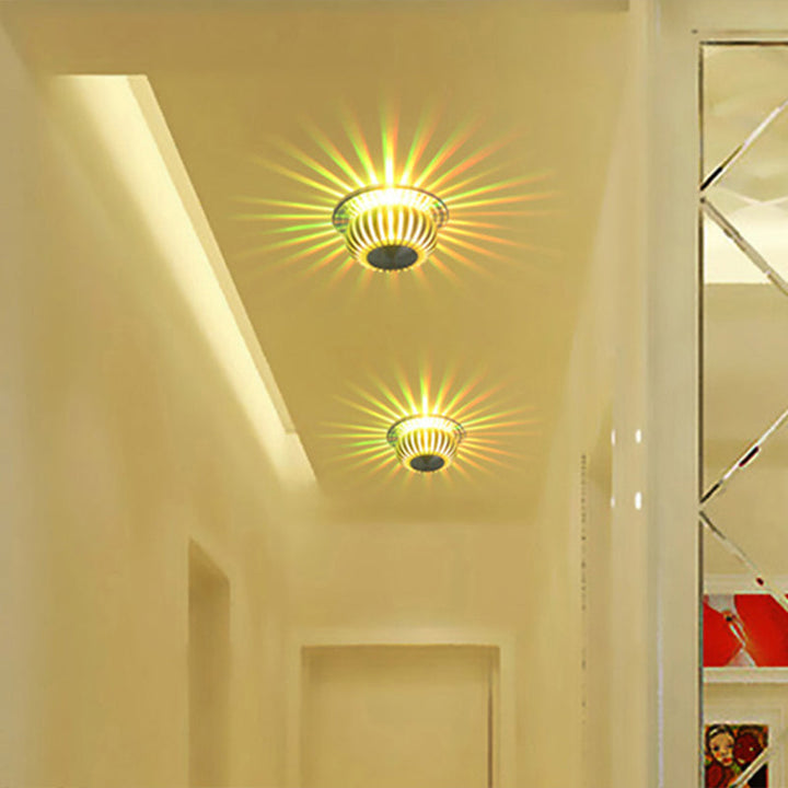 Lisslune | 3D Radial Wall Mount Lighting Fixture Modern Metallic Silver LED Wall Lamp in 7 Colors Light