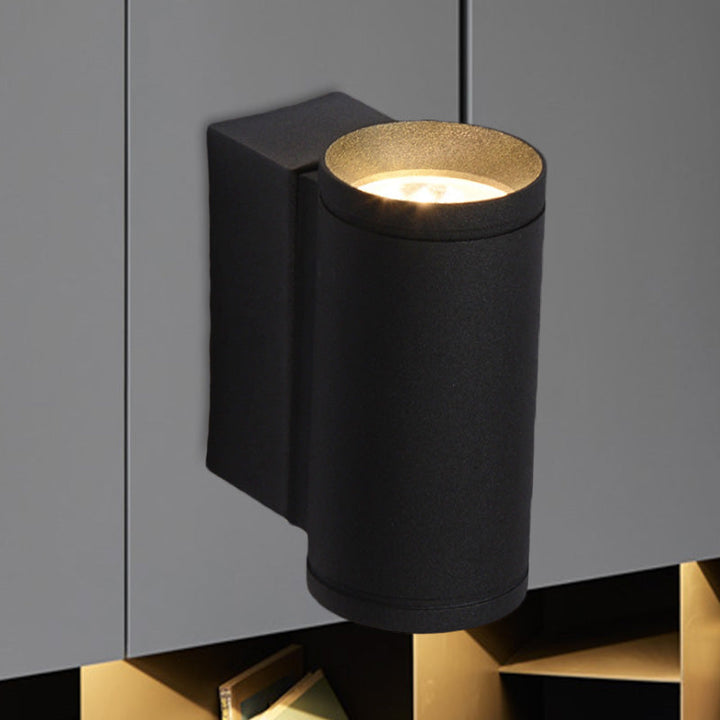 Lisslune | Tubular Metal Wall Mounted Lamp Minimalist Black Up and Down LED Wall Light Light in Blue/Red/Green Light
