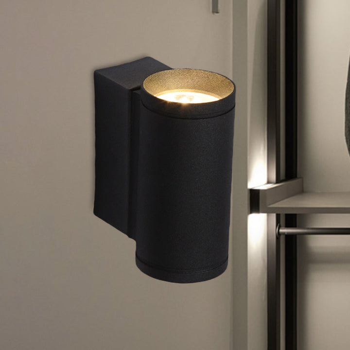 Lisslune | Tubular Metal Wall Mounted Lamp Minimalist Black Up and Down LED Wall Light Light in Blue/Red/Green Light