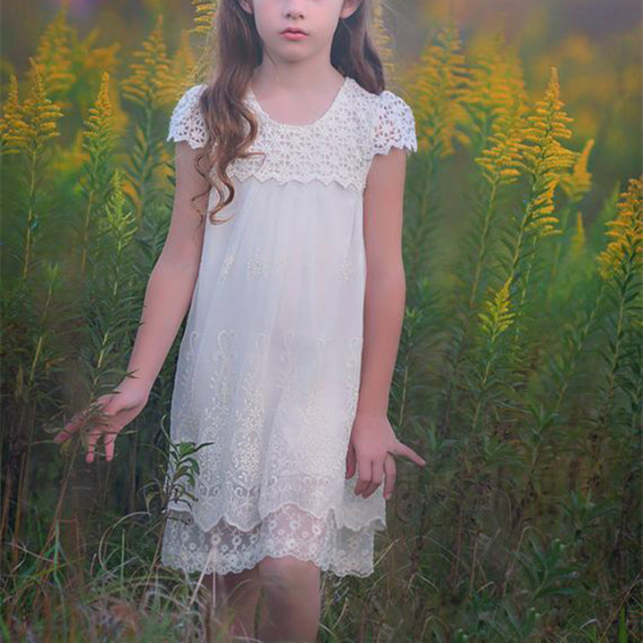 Ladies lace dress with floral design and flared hem Lisslune