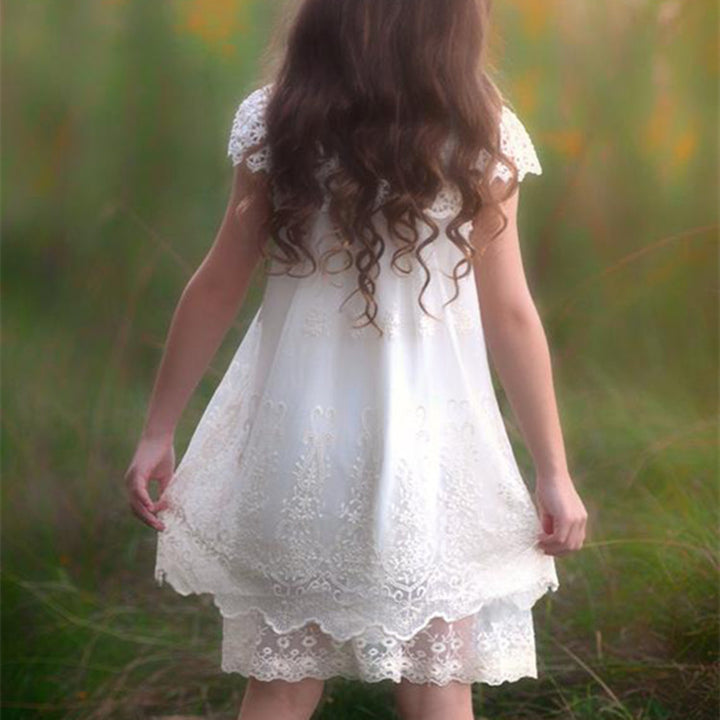 Ladies lace dress with floral design and flared hem Lisslune