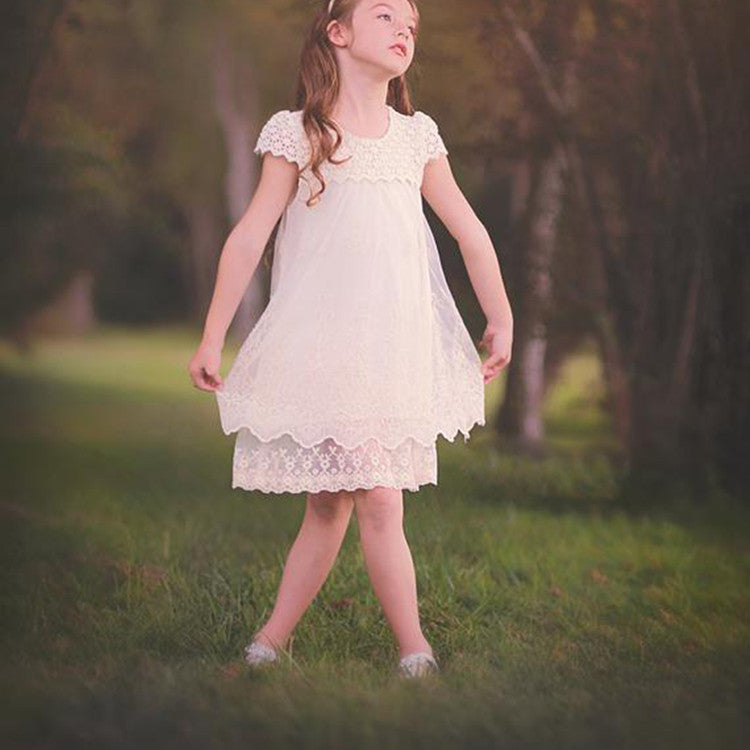 Ladies lace dress with floral design and flared hem Lisslune