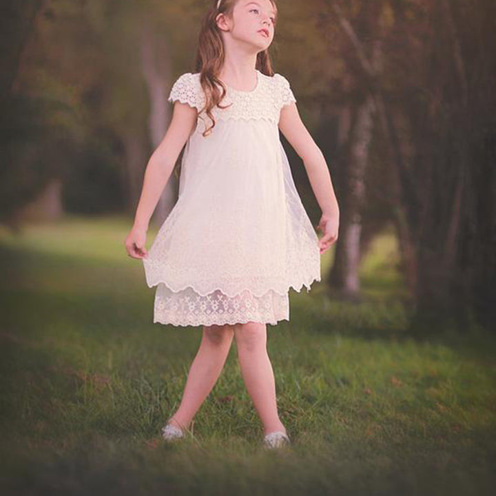 Ladies lace dress with floral design and flared hem Lisslune
