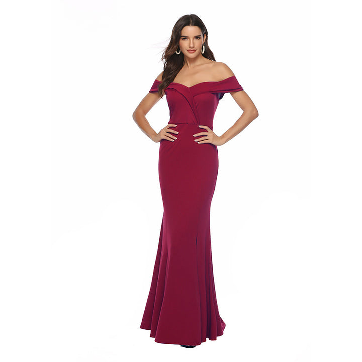 Ladies evening dress with strapless design