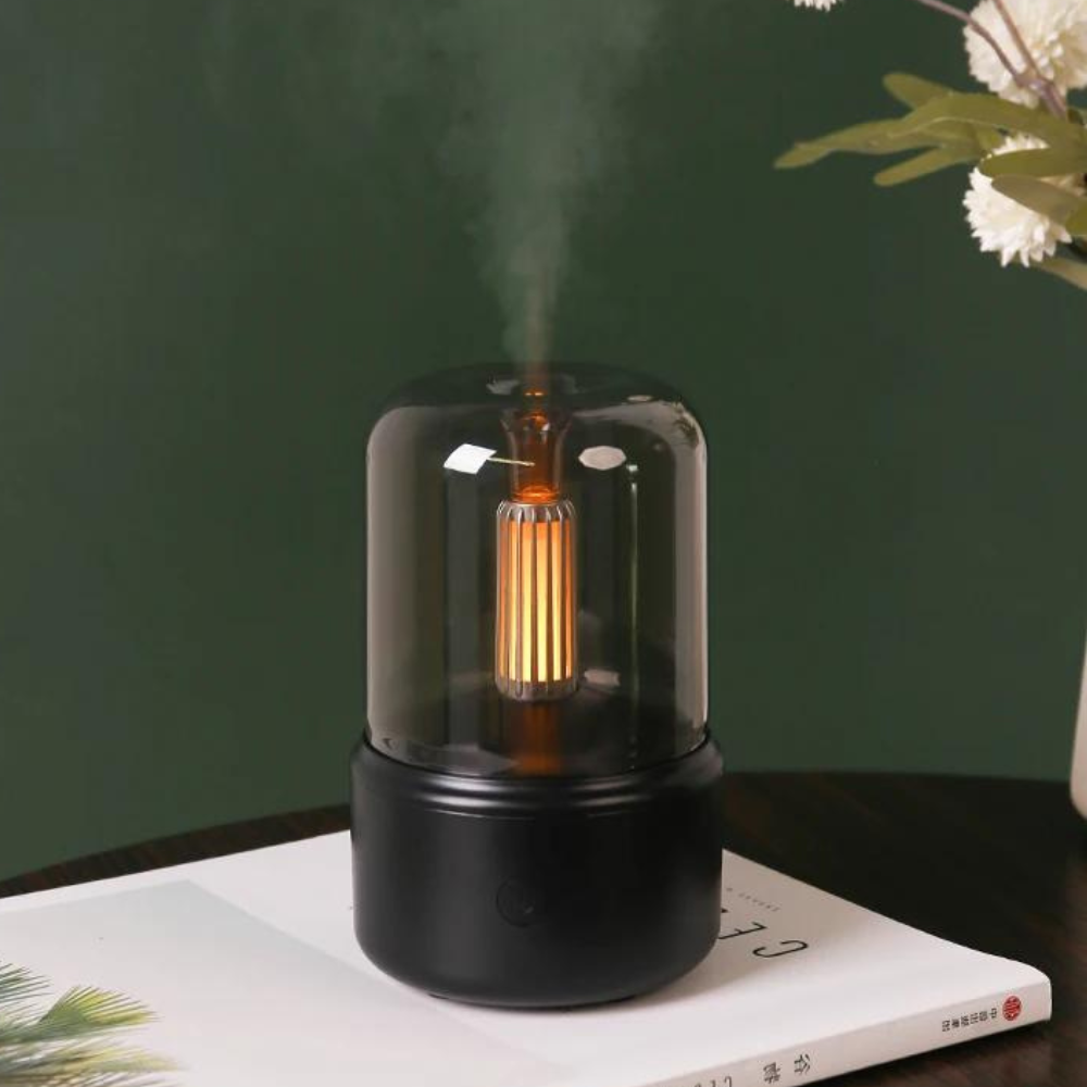 Lisslune | Retro Aroma Diffuser with Night Light - USB Essential Oil Air Humidifier for Home and Office