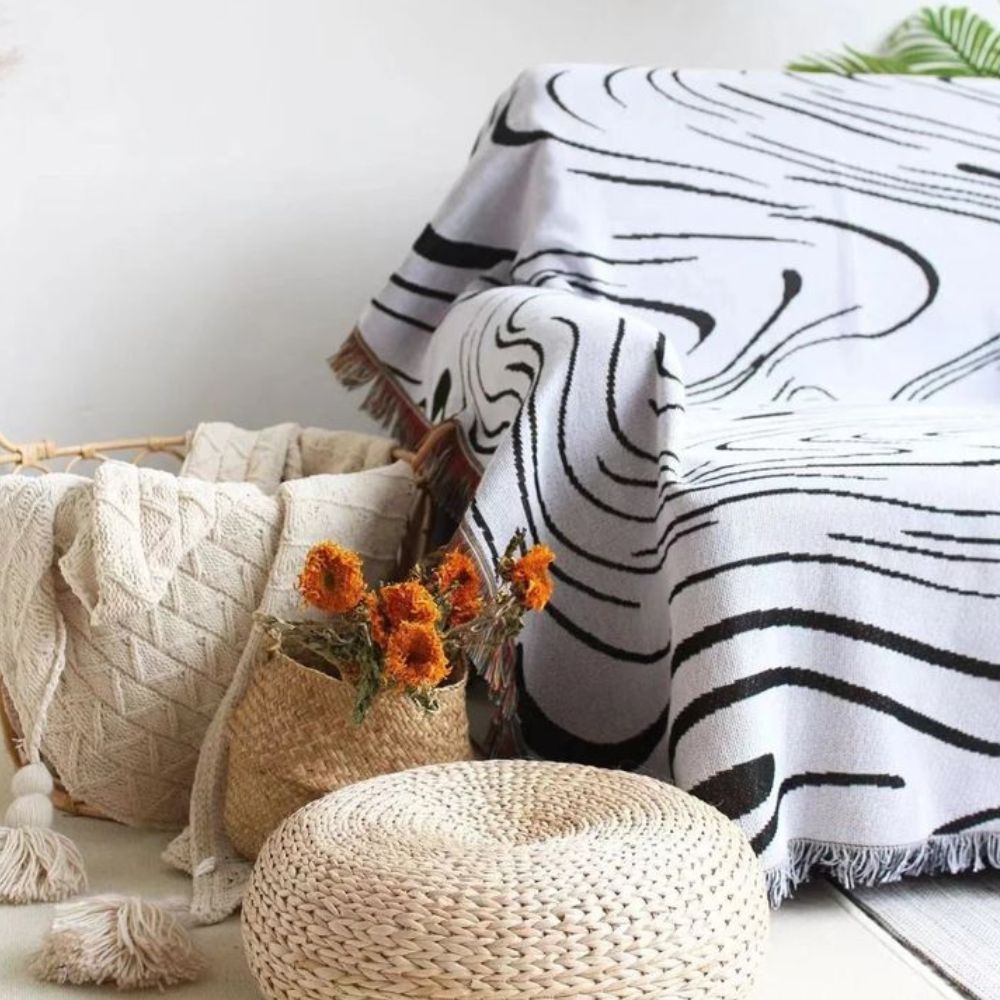 Lisslune | Marble Woven Throw Blanket