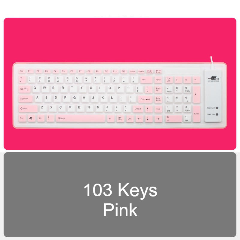 Lisslune | Roll-up Silicone Flexible Keyboard, with USB Wired, Waterproof Coating & Silent Typing