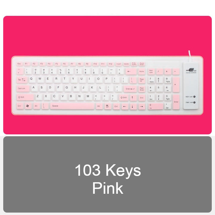 Lisslune | Roll-up Silicone Flexible Keyboard, with USB Wired, Waterproof Coating & Silent Typing