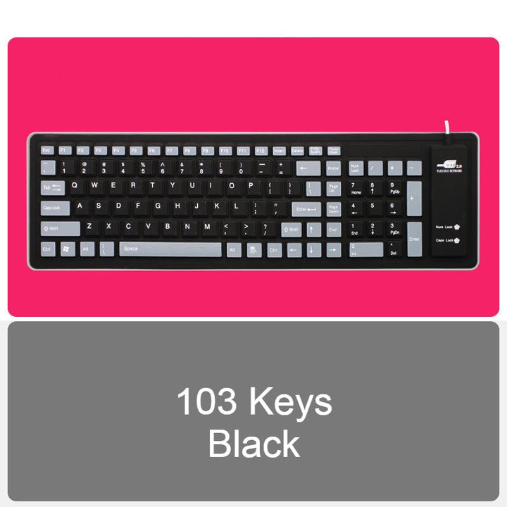 Lisslune | Roll-up Silicone Flexible Keyboard, with USB Wired, Waterproof Coating & Silent Typing