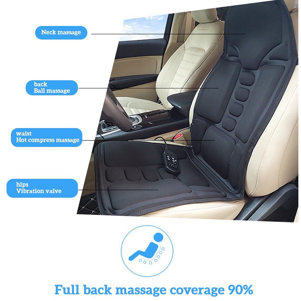 Lisslune | Massage Chair Pad with Heat | 8 Massage Modes, Deep Tissue Relief & Portable for Home and Car Use