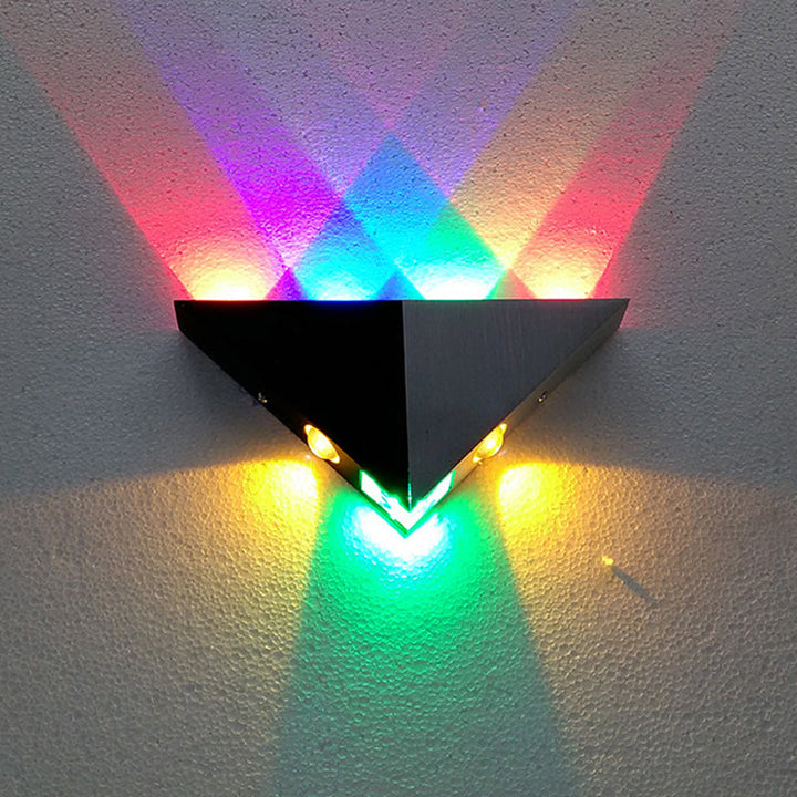Lisslune | Minimalism Pyramid Wall Light Kit Metal Party RGB LED Wall Mounted Light in Black and Silver