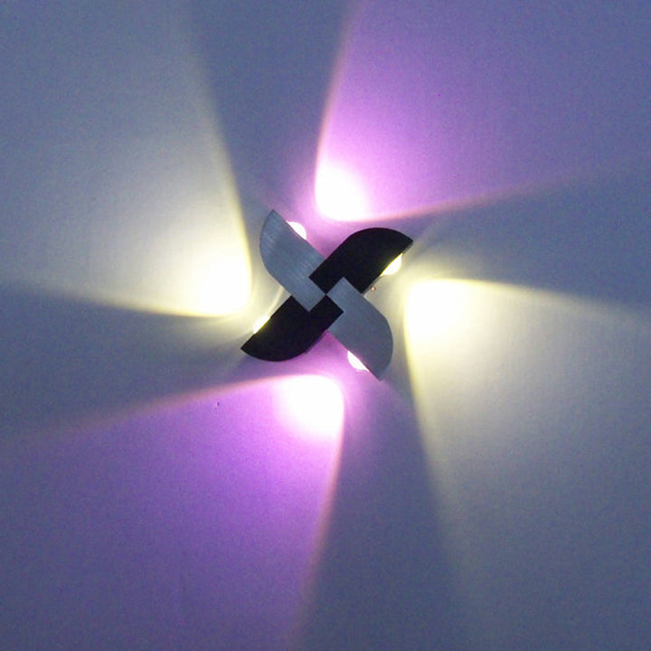 Lisslune | Windmill Aluminum Wall Lighting Contemporary Black and Silver LED Wall Light in RGB Color Light