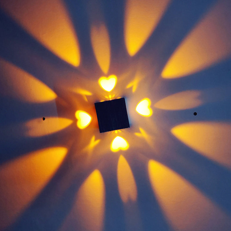 Lisslune | Modern Heart-Shaped Wall Lamp Metallic Disco Party LED Wall Lamp in Silver, Purple/Blue/Yellow Light