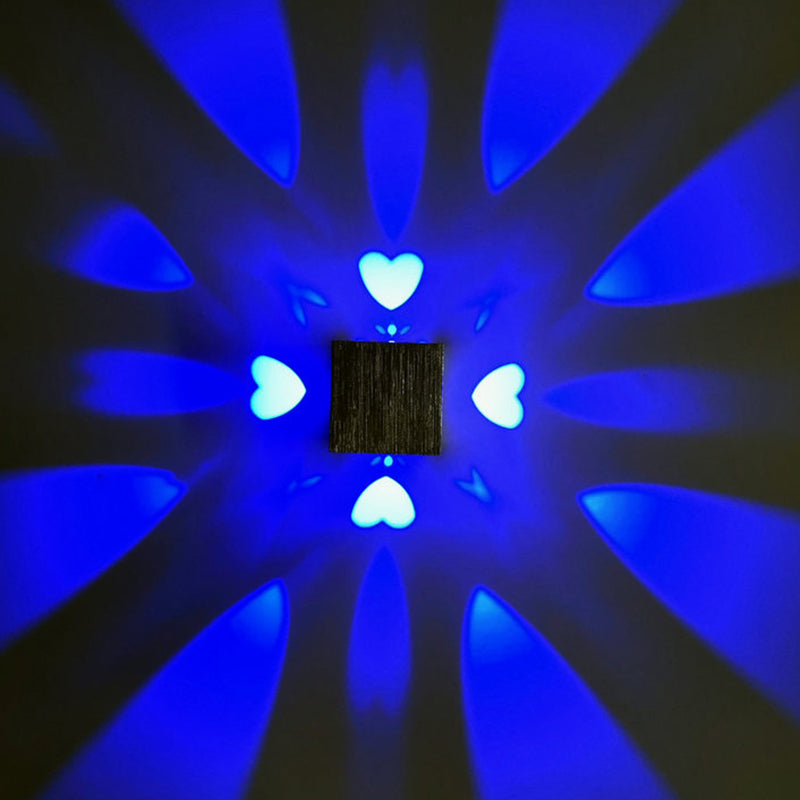 Lisslune | Modern Heart-Shaped Wall Lamp Metallic Disco Party LED Wall Lamp in Silver, Purple/Blue/Yellow Light