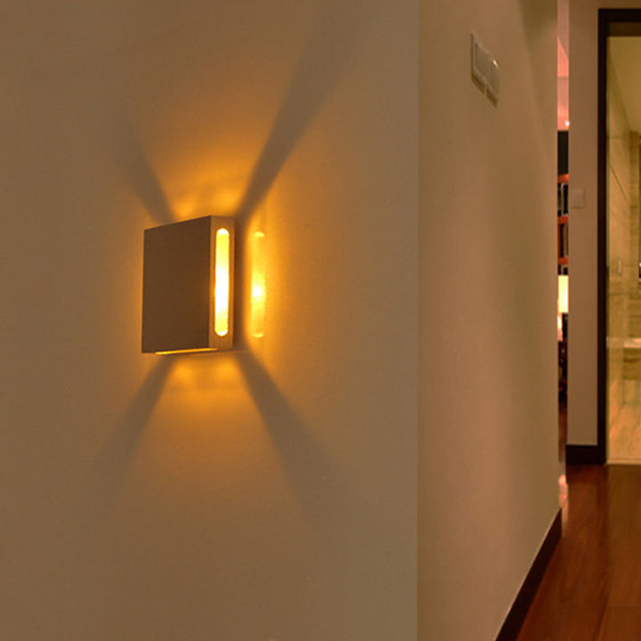 Lisslune | Square Foyer 4-Way Wall Light Metal Modern LED Wall Lamp in Silver, Purple/Red/Blue Light