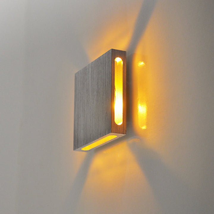 Lisslune | Square Foyer 4-Way Wall Light Metal Modern LED Wall Lamp in Silver, Purple/Red/Blue Light