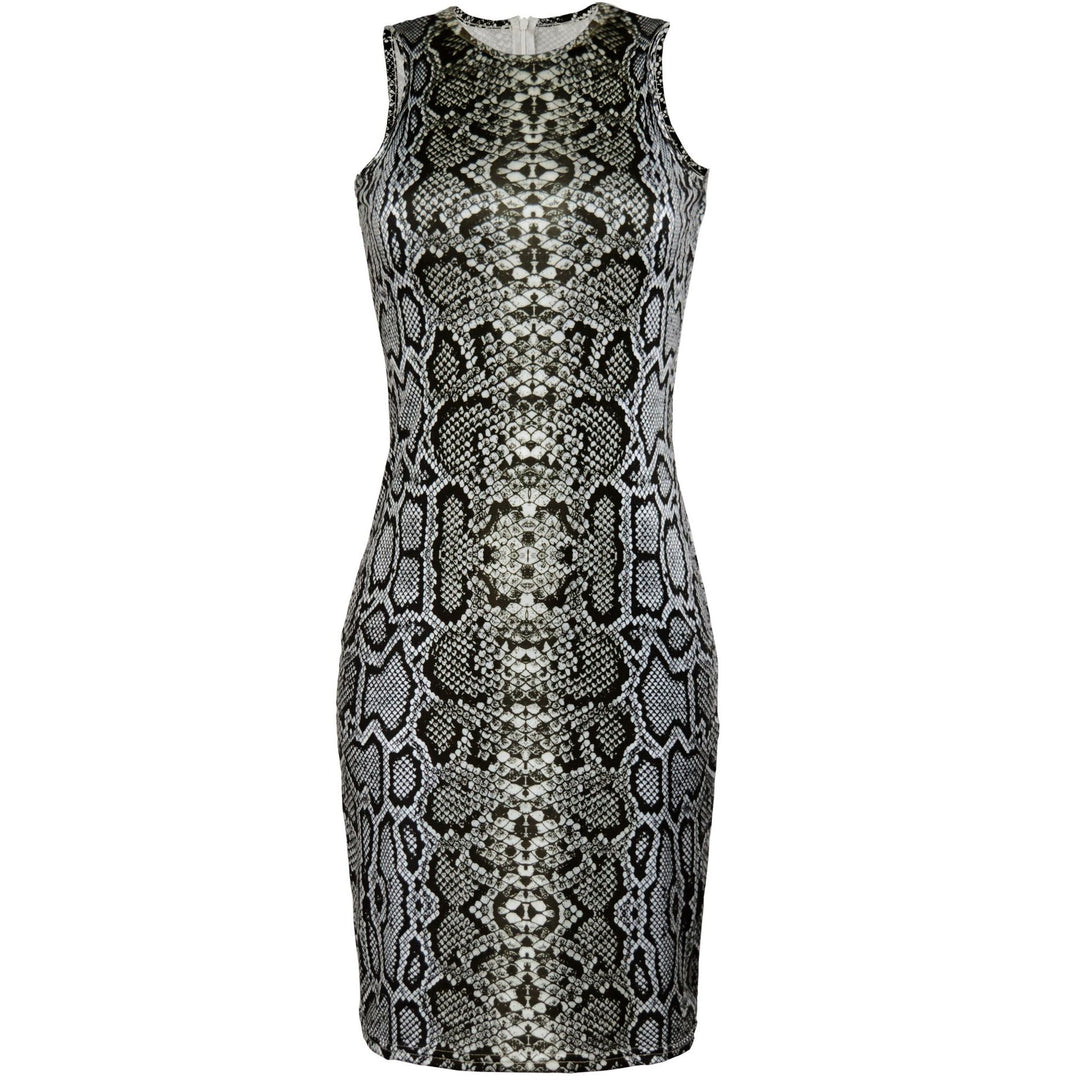 Women's Sexy Figure-Hugging Mini Dress in Snake Skin Look