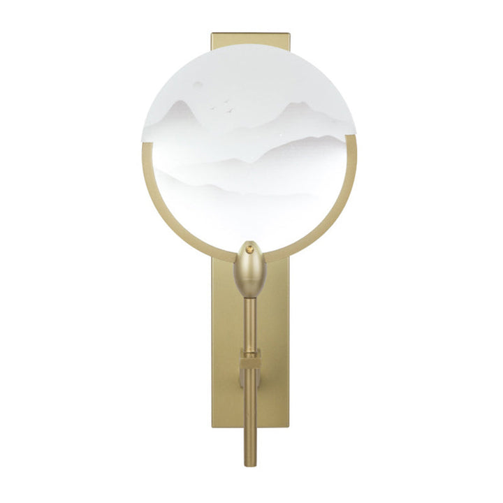 Skørter | Chinese round fan wall lighting acrylic nightstand LED wall-mounted lamp in gold