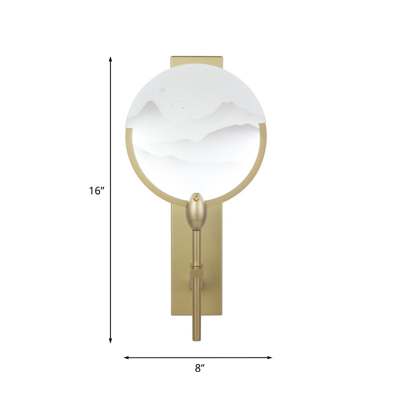 Skørter | Chinese round fan wall lighting acrylic nightstand LED wall-mounted lamp in gold