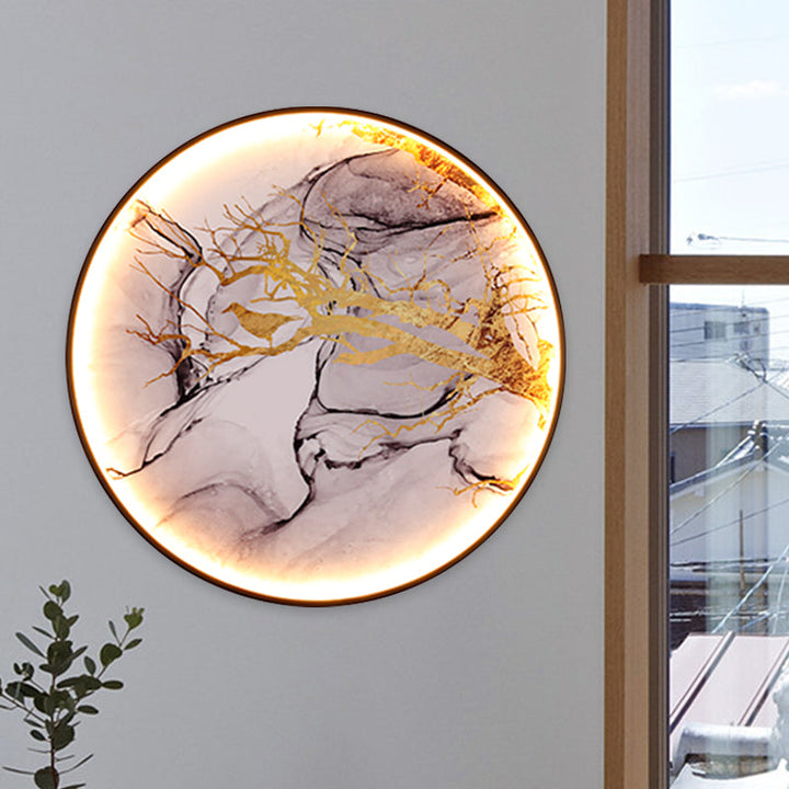 Skørter | Asian Flowers/Bird Fabric Wall Lighting LED Wall Light Fixture in Black for the Living Room