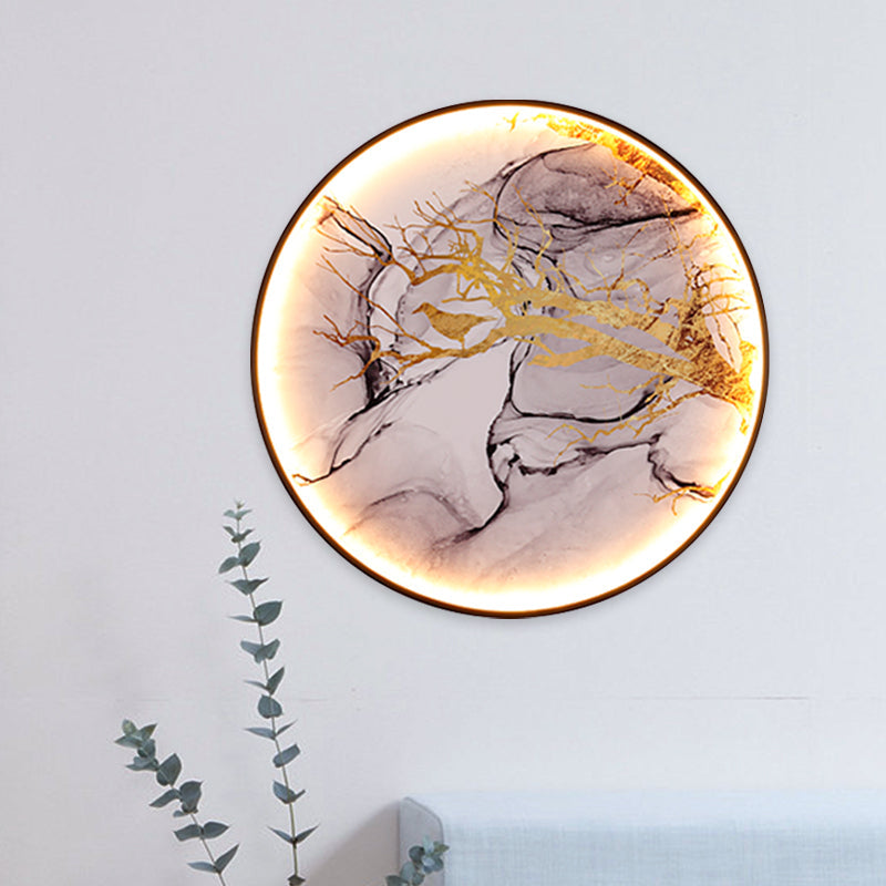 Skørter | Asian Flowers/Bird Fabric Wall Lighting LED Wall Light Fixture in Black for the Living Room