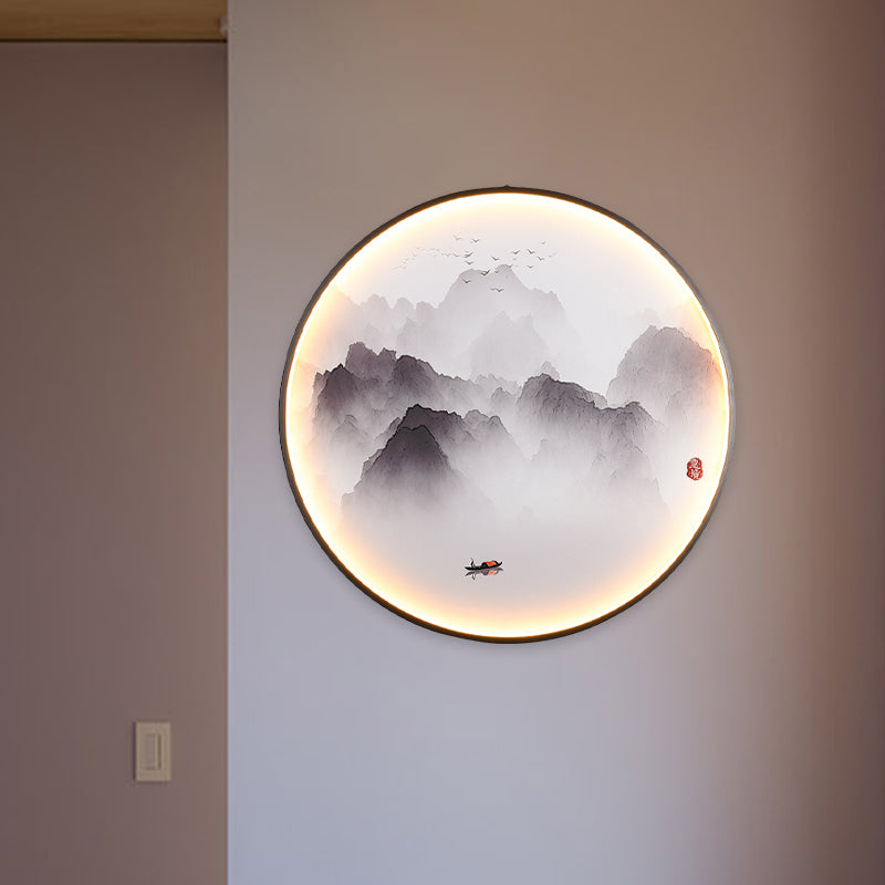 Skørter | Misty Mountains/Carpvis Wall Lamp Chinese Style Fabric Lounge LED Wall Light in Black