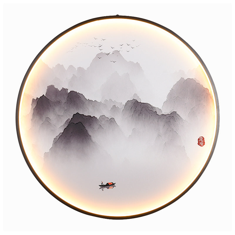 Skørter | Misty Mountains/Carpvis Wall Lamp Chinese Style Fabric Lounge LED Wall Light in Black