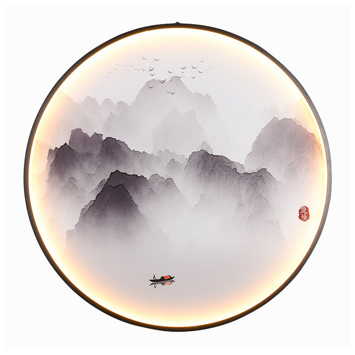 Skørter | Misty Mountains/Carpvis Wall Lamp Chinese Style Fabric Lounge LED Wall Light in Black