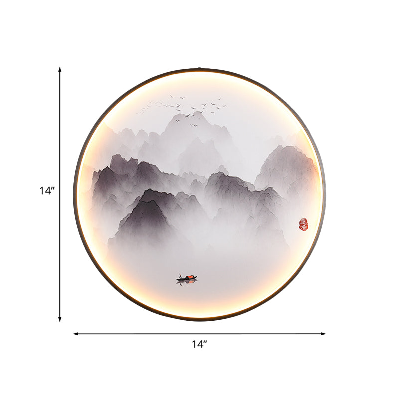Skørter | Misty Mountains/Carpvis Wall Lamp Chinese Style Fabric Lounge LED Wall Light in Black