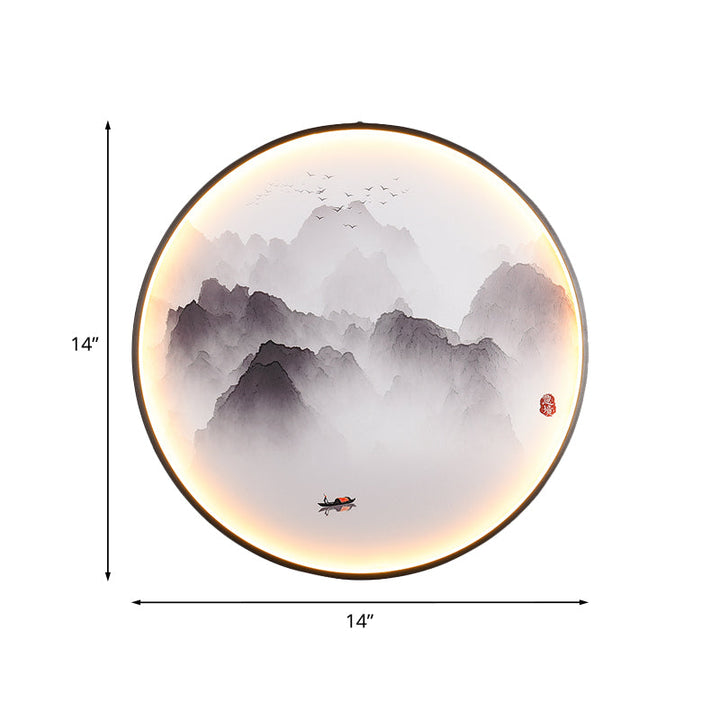 Skørter | Misty Mountains/Carpvis Wall Lamp Chinese Style Fabric Lounge LED Wall Light in Black
