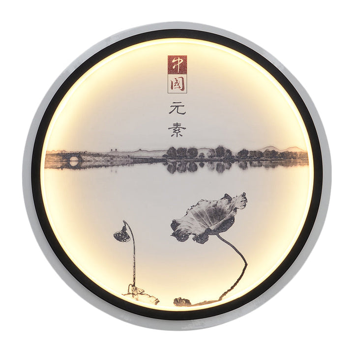 Skørter | Lotus Lake Tearoom LED Wall Lamp Fabric Chinese Style Wall Lighting in Black