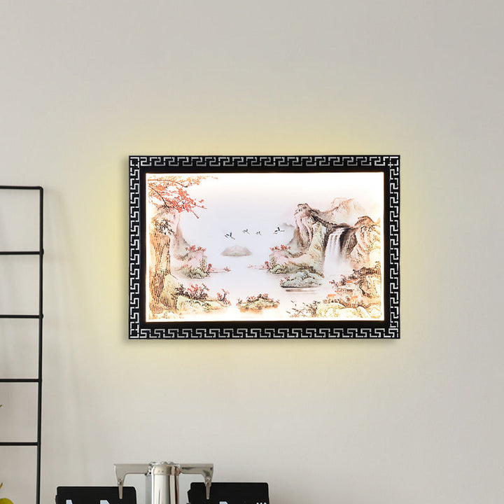 Skørter | Paradise/Misty Mountain Wall Lamp Chinese Fabric LED Black Wall Lighting for Home Decoration