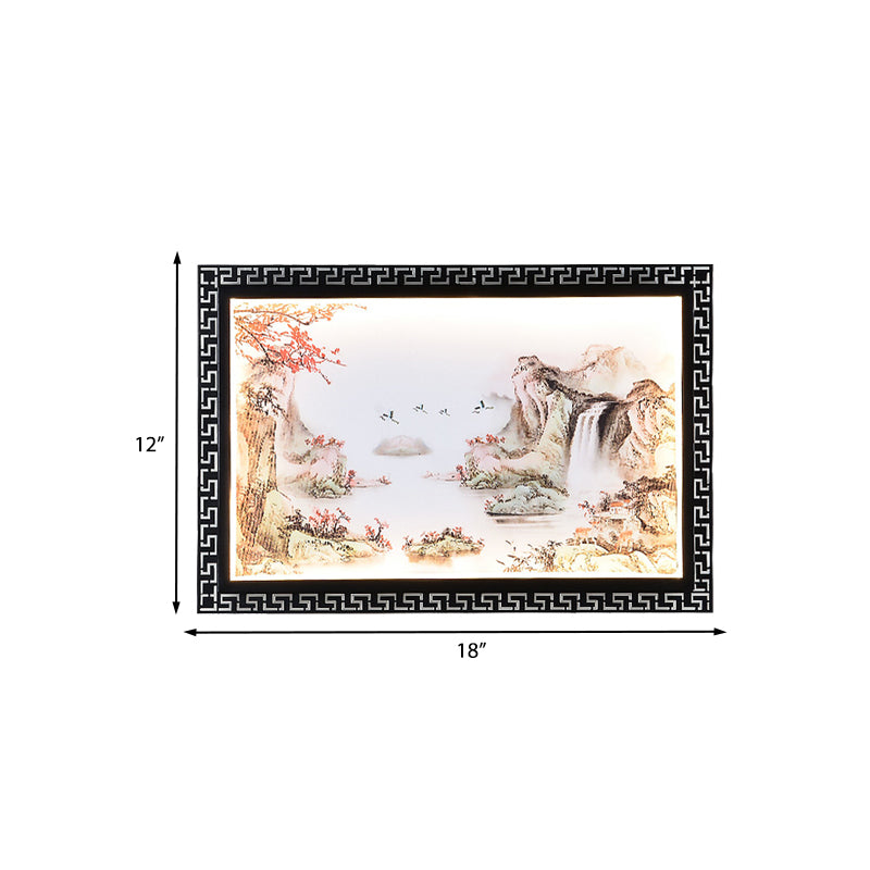 Skørter | Paradise/Misty Mountain Wall Lamp Chinese Fabric LED Black Wall Lighting for Home Decoration