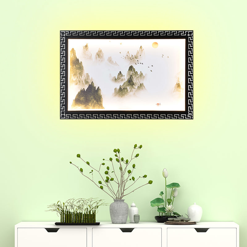 Skørter | Paradise/Misty Mountain Wall Lamp Chinese Fabric LED Black Wall Lighting for Home Decoration