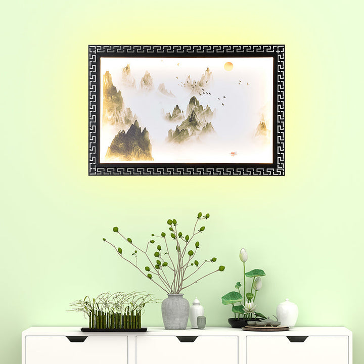 Skørter | Paradise/Misty Mountain Wall Lamp Chinese Fabric LED Black Wall Lighting for Home Decoration